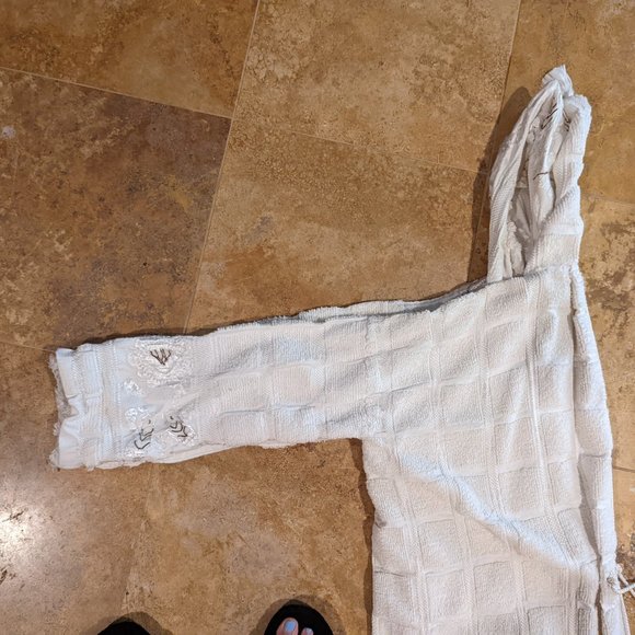 Rare White Robe- Hand Made in Belgium- Beautiful Beadwork- Heavy Weight - Size L - Picture 5 of 10